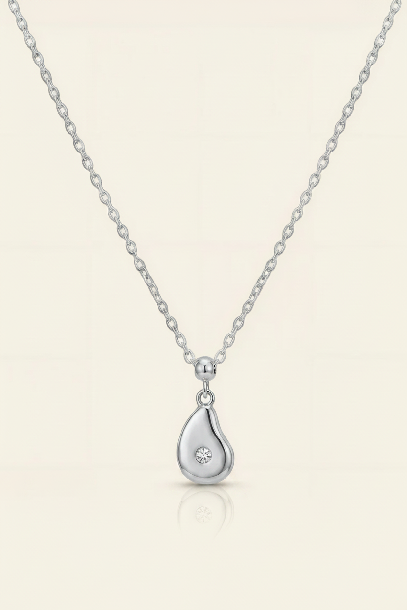 Lumière Drop Necklace Silver - Full Necklace