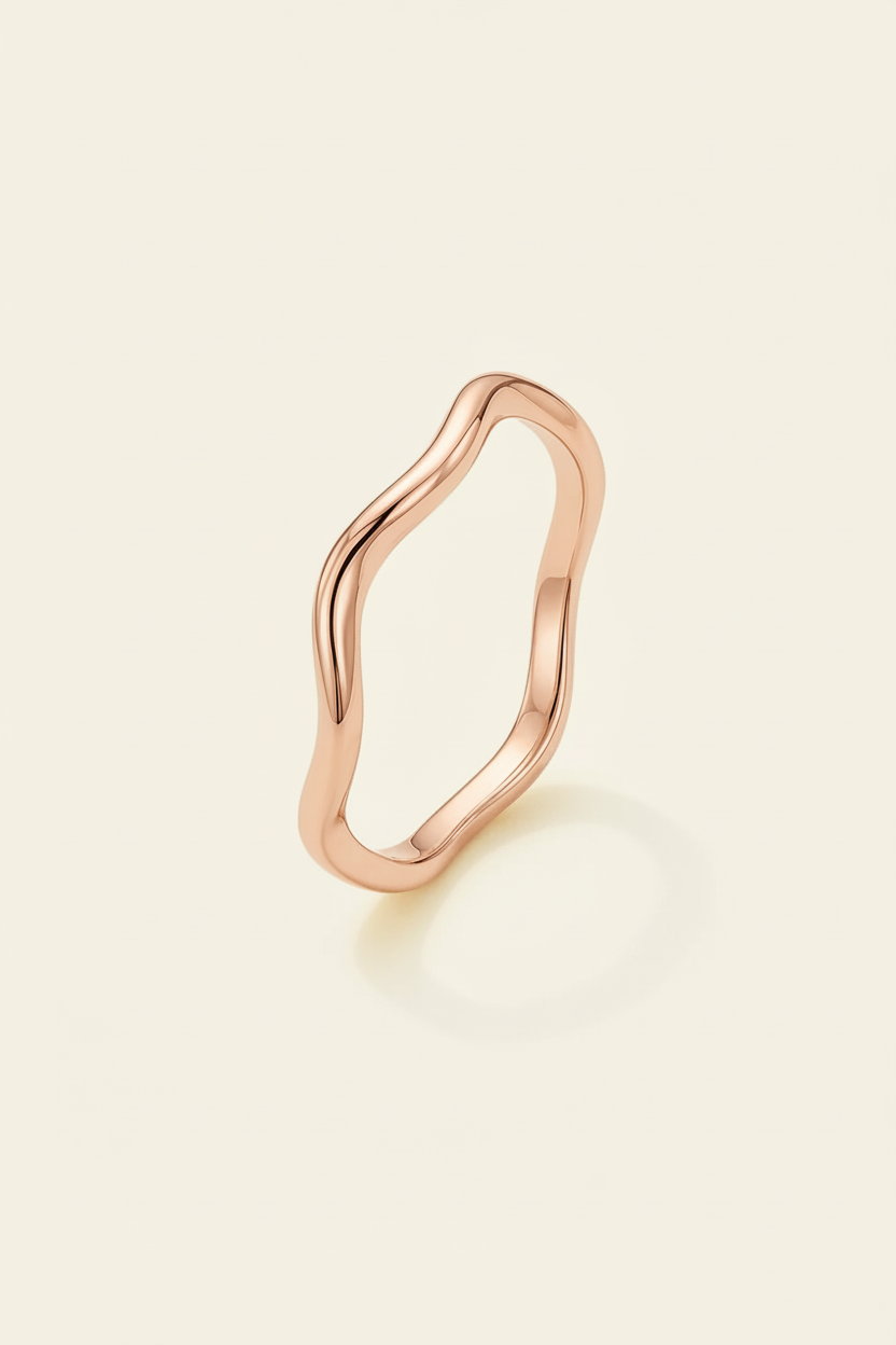 Lumière Wave Ring - Rose Gold - Upright View