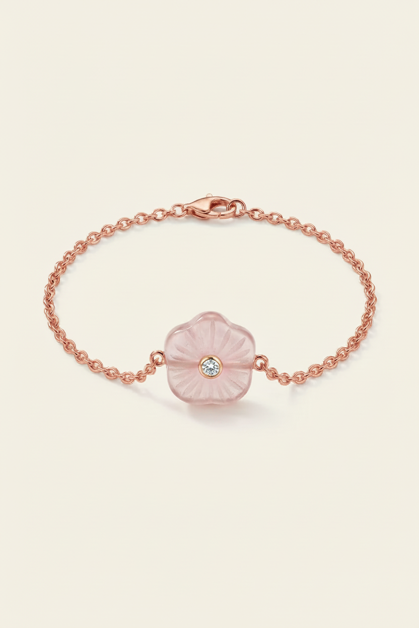 Petal Stone Bracelet Rose Gold - Flat Lay