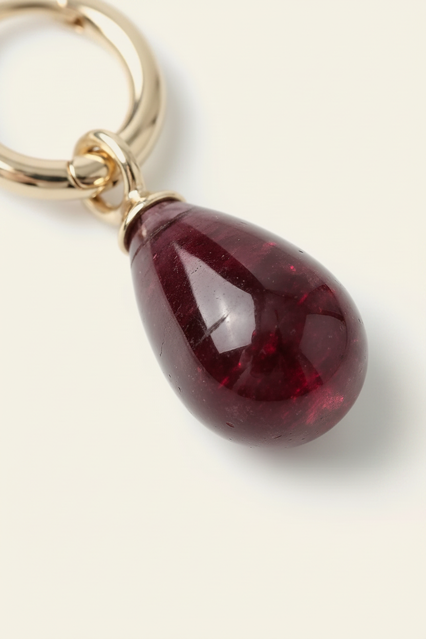Garnet Huggie Drop Earrings - Rose Gold - Macro Stone