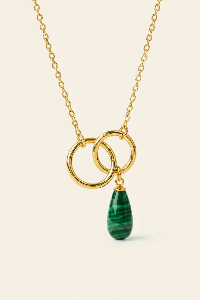 Malachite Infinity Link Necklace - Gold - Full Product Shot