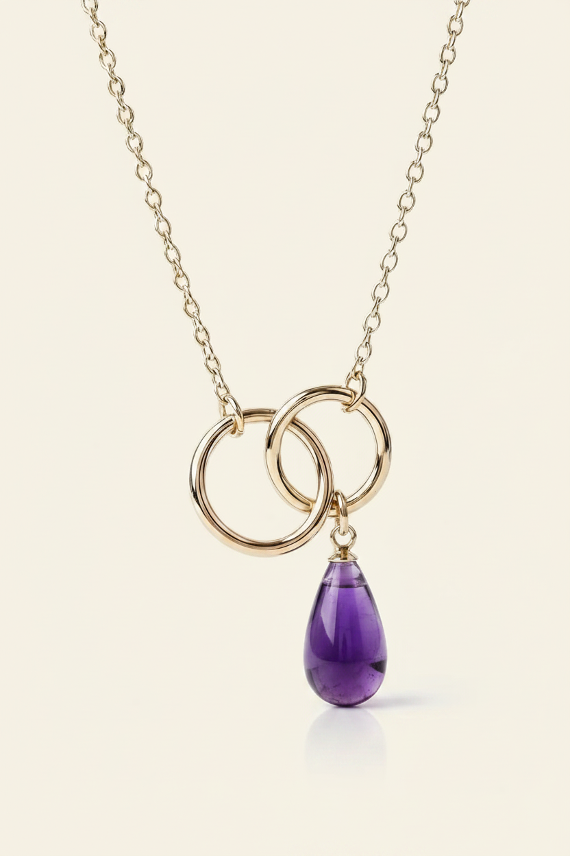 Luna Stone Pendant Necklace - Gold - Full Product Shot
