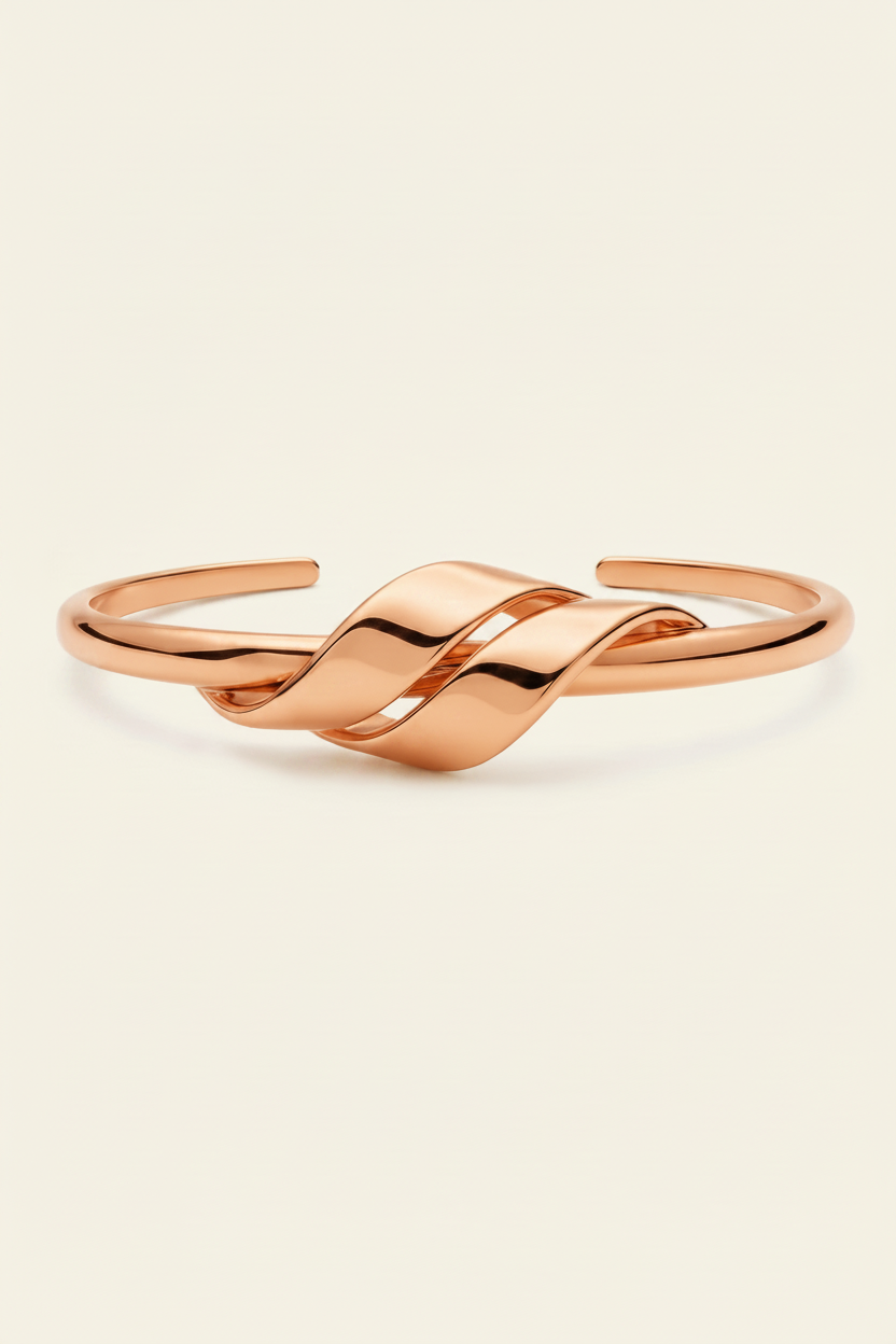 Knot Cuff Bracelet - Rose Gold - Front Product Shot