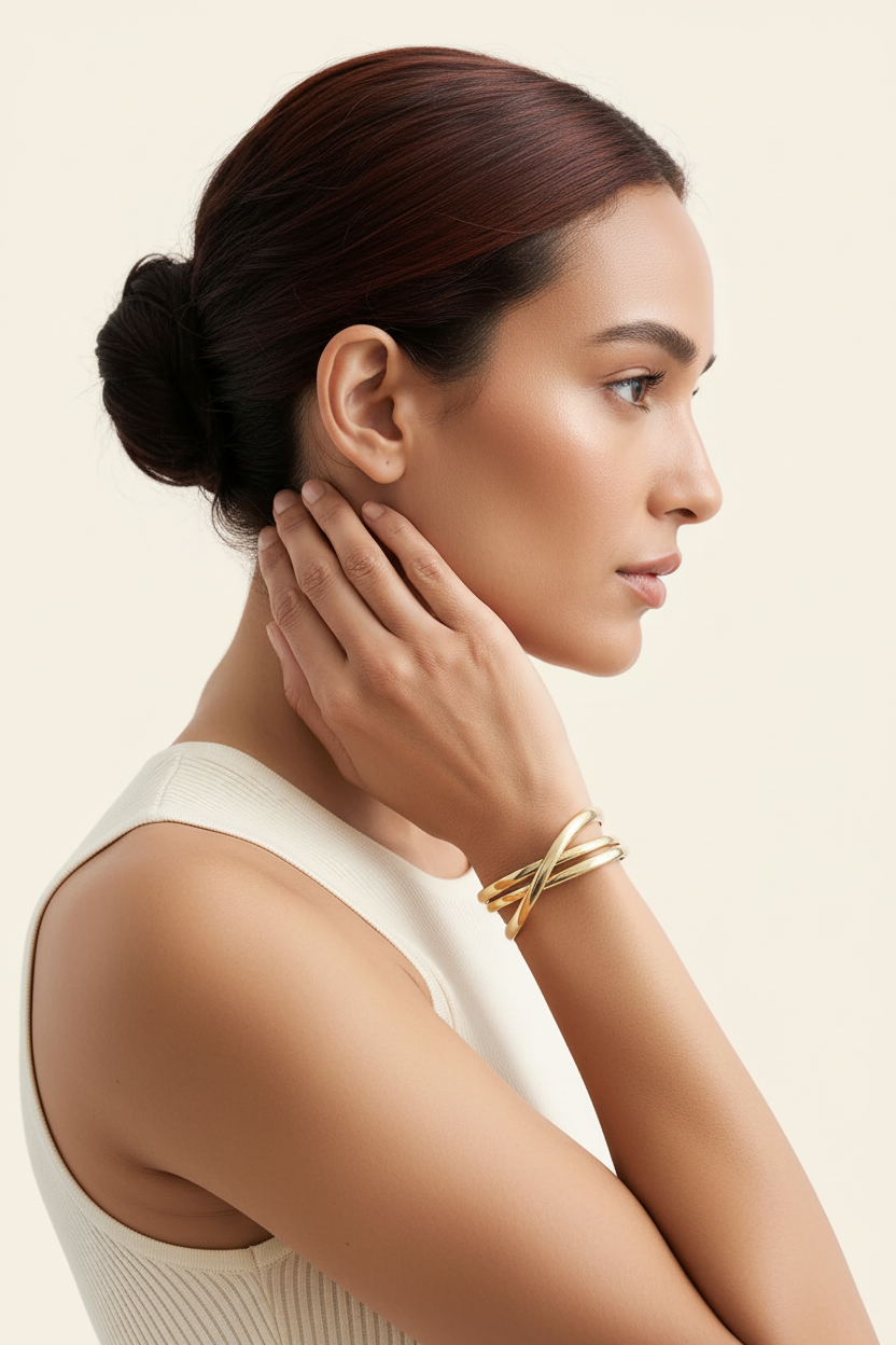 Lace Cuff Bracelet - Gold - Lifestyle From Behind