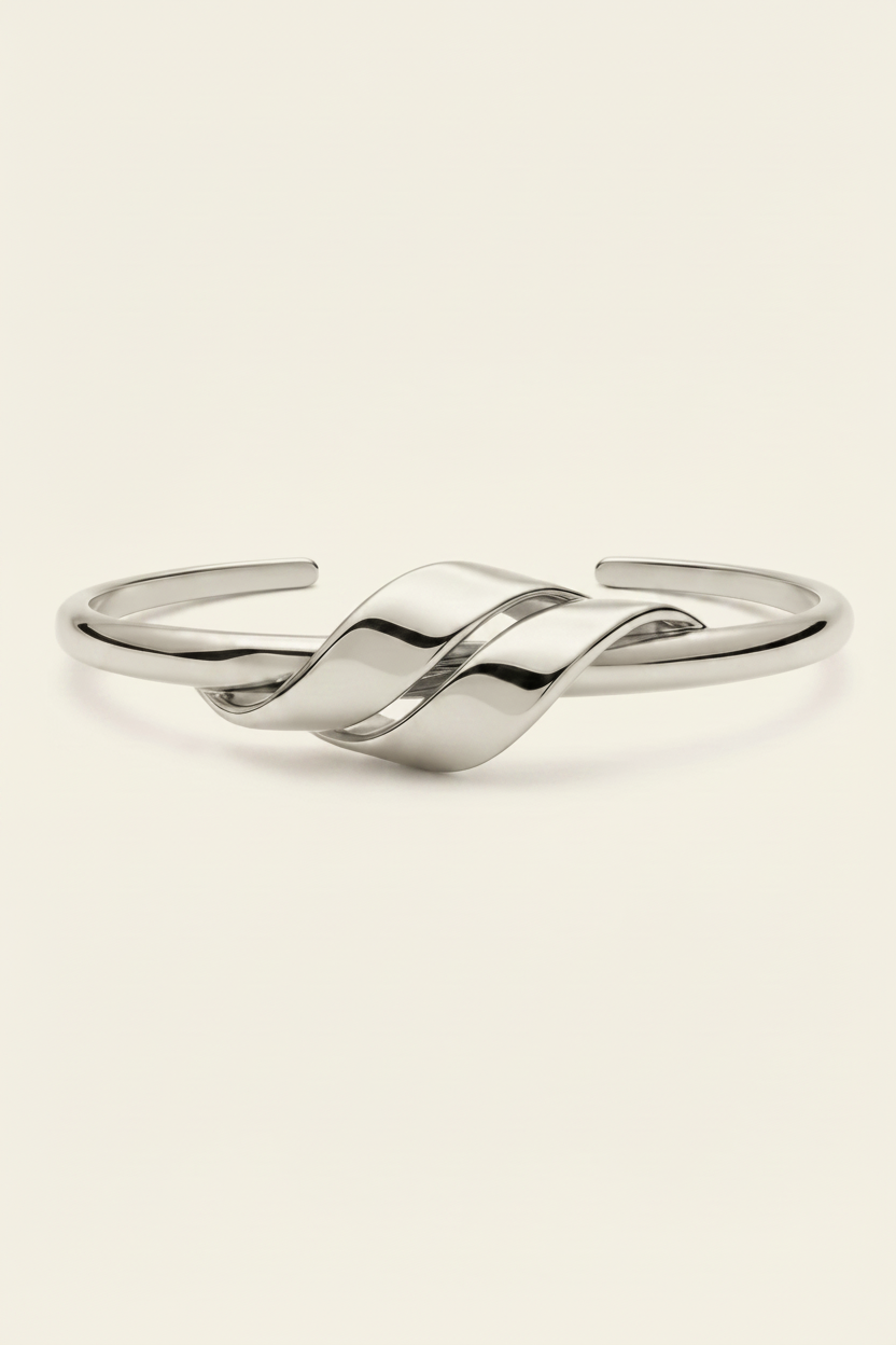 Knot Cuff Bracelet - Silver - Front Product Shot