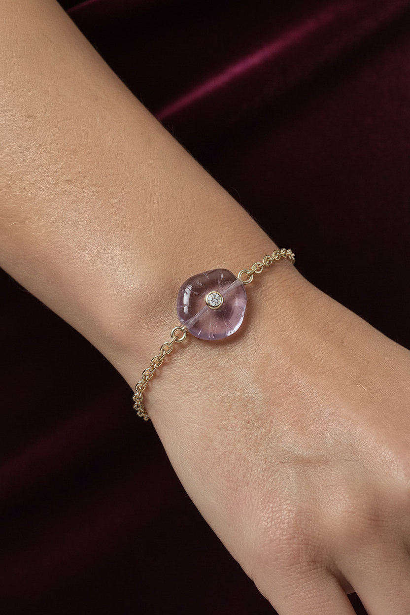 Petal Stone Bracelet Gold - Wrist Close-up