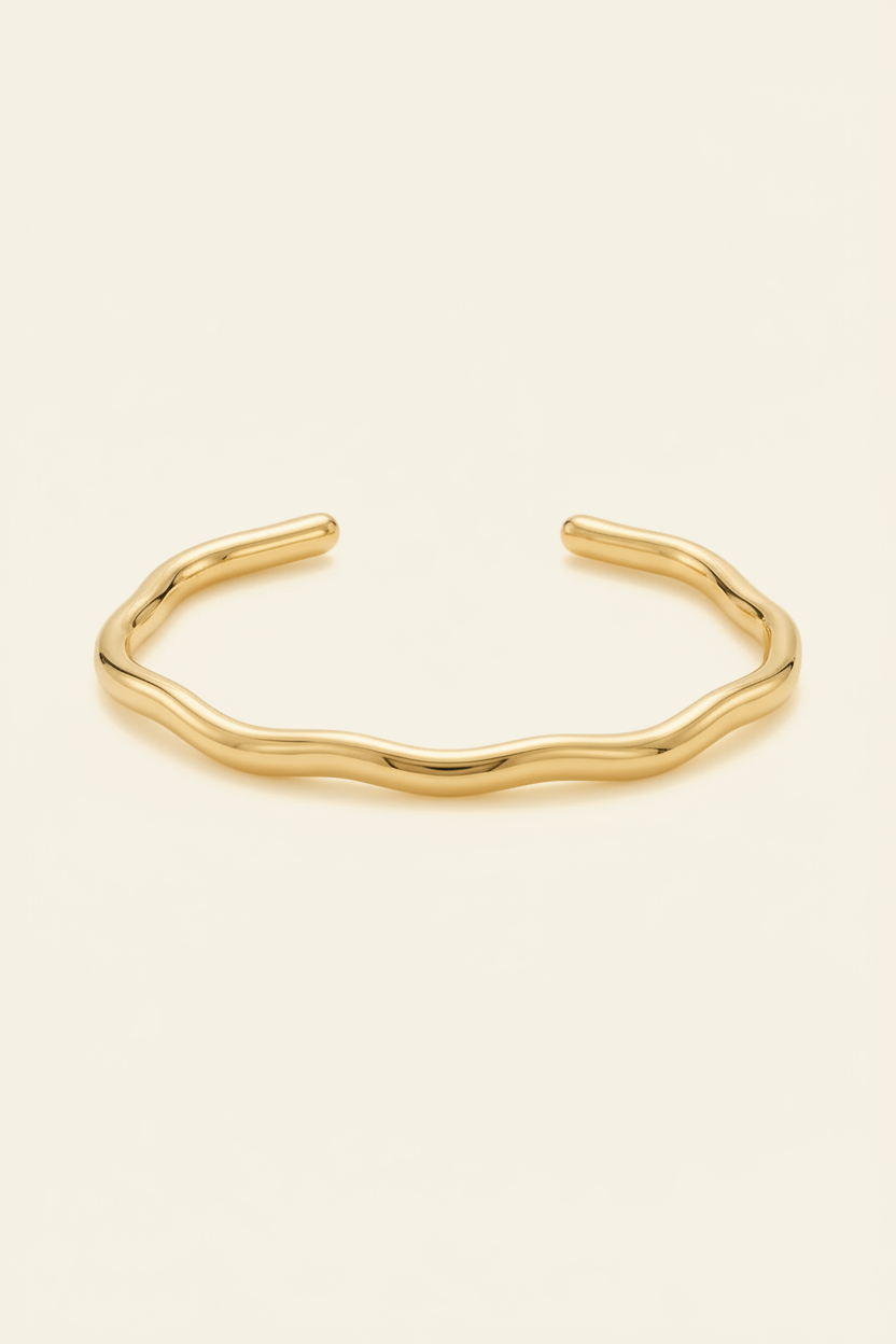 Tide Ripple Cuff Bracelet in Gold - Product Shot