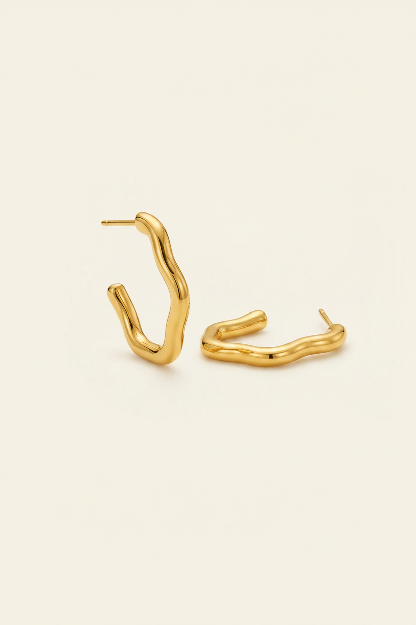 Current Flow Hoop Earrings in Gold - Angled View