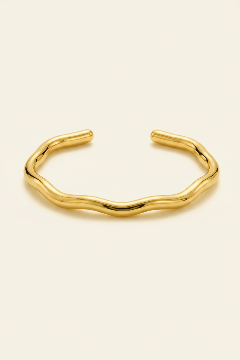 Ripple Cuff Bracelet - Gold - Front Product Shot