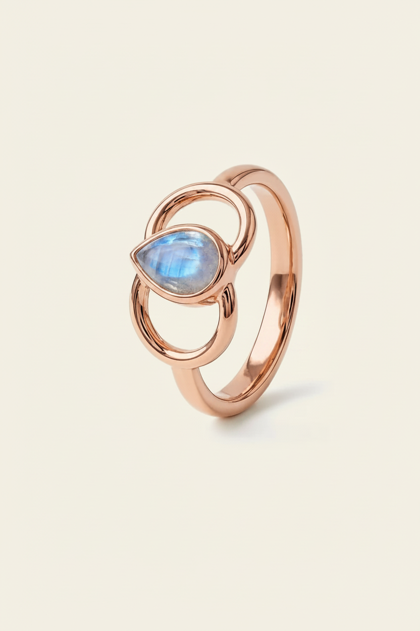 Celestial Orbit Ring – Rose Gold – 3/4 Angle