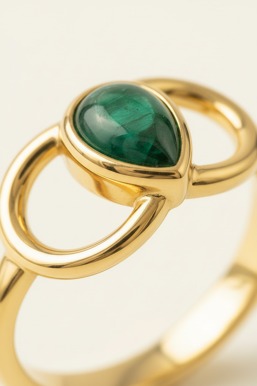 Verdant Wing Stone Ring - Rose Gold - Macro Stone
