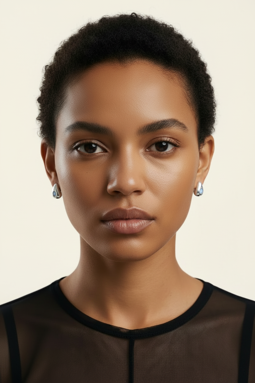 Solstice Pebble Earrings - Silver - Front Portrait