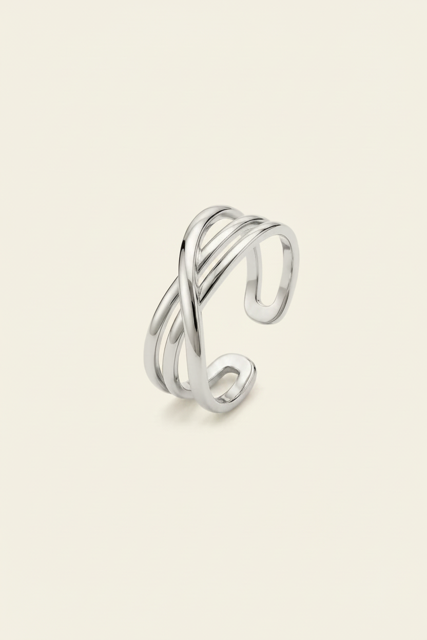 Cross Ring - Silver - Angled Product Shot
