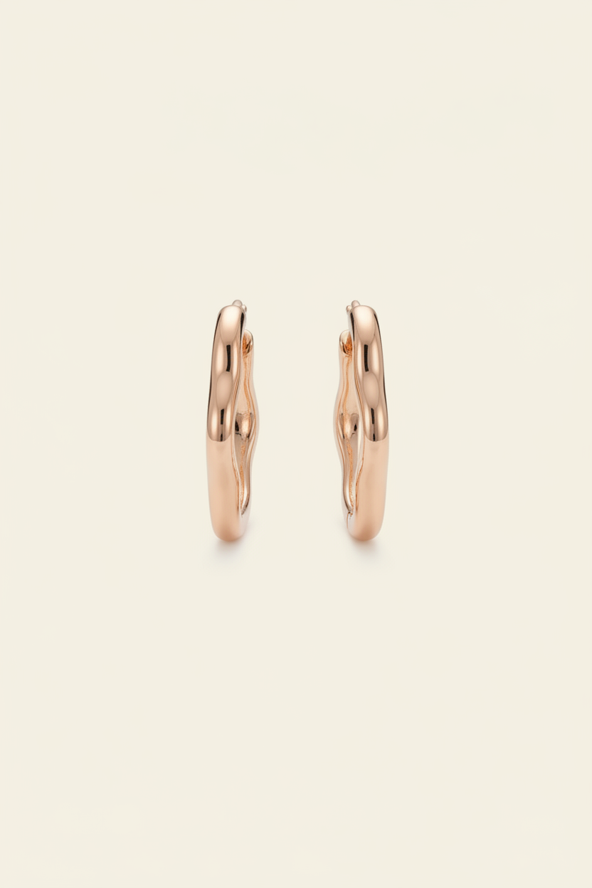 Ondine Sculptural Hoops - Rose Gold - Front View