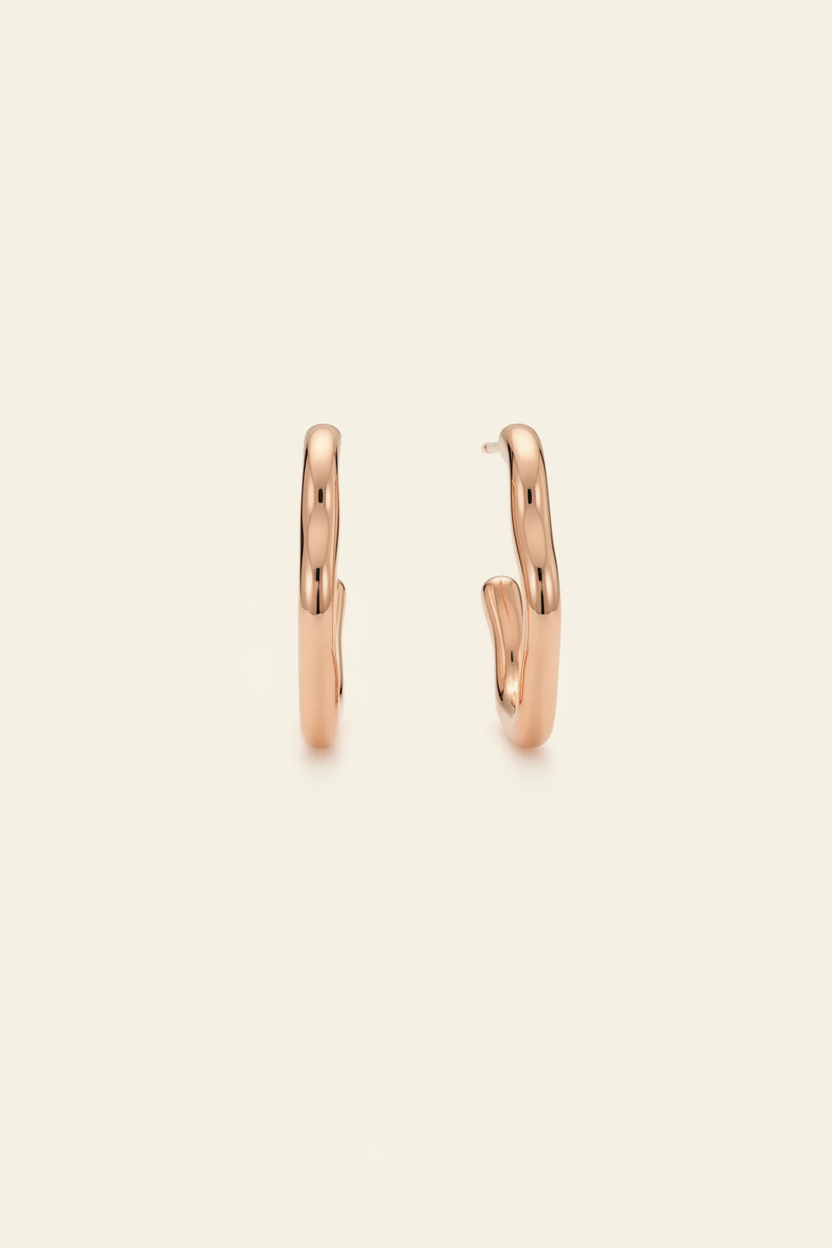 Current Flow Hoop Earrings in Rose Gold - Front View