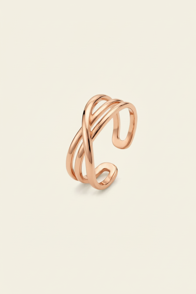Cross Ring - Rose Gold - Angled Product Shot