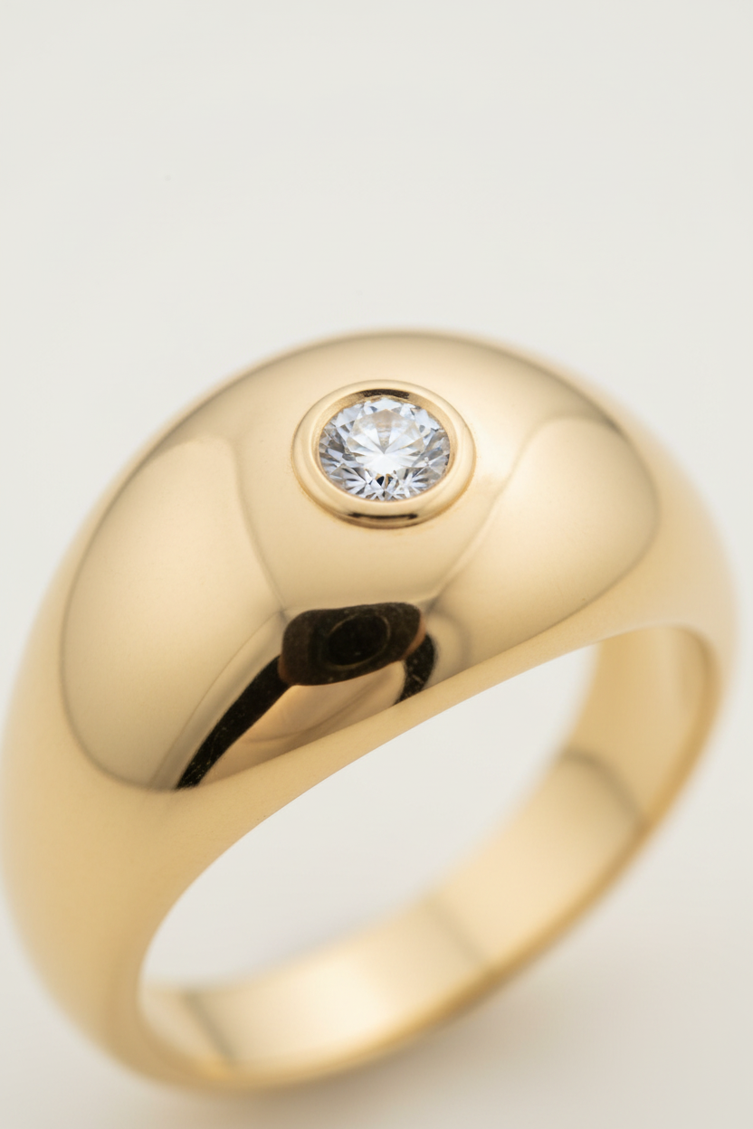 Dune Signet Ring Gold - Macro Close-up