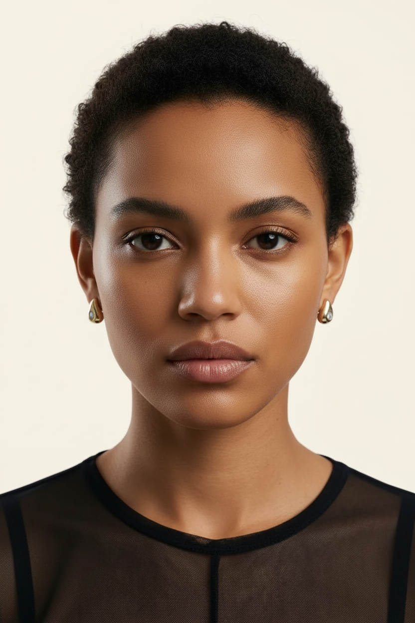 Solstice Pebble Earrings - Gold - Front Portrait