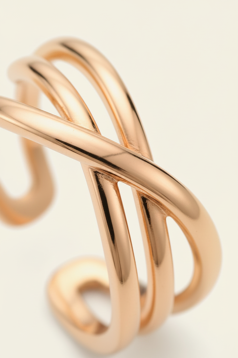 Cross Ring - Rose Gold - Macro Close-up