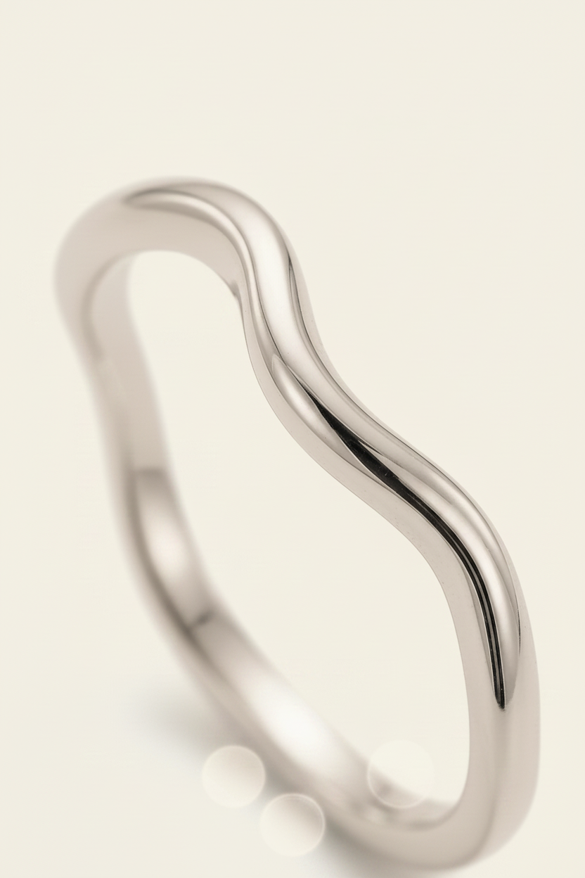 Flux Wave Band Ring - Silver - Macro Detail