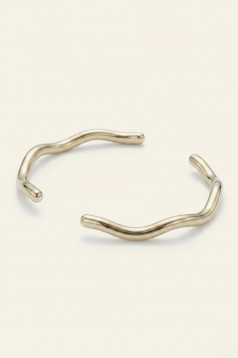 Tide Ripple Cuff Bracelet in Silver - Detail View