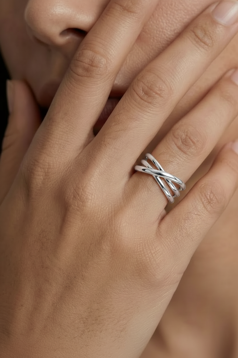 Cross Ring - Silver - Lifestyle Two Hands