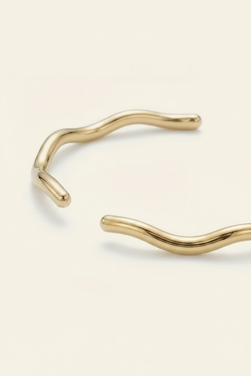 Tide Ripple Cuff Bracelet in Gold - Detail View