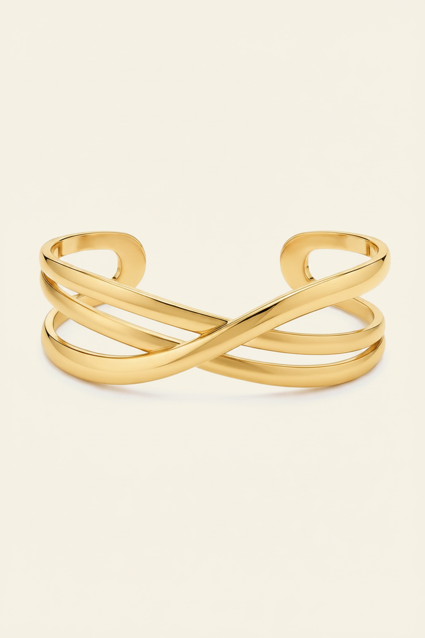 Twist Cuff Bracelet - Gold - Front Product Shot