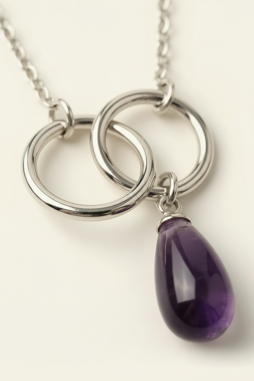 Luna Stone Pendant Necklace - Silver - Macro Pendant