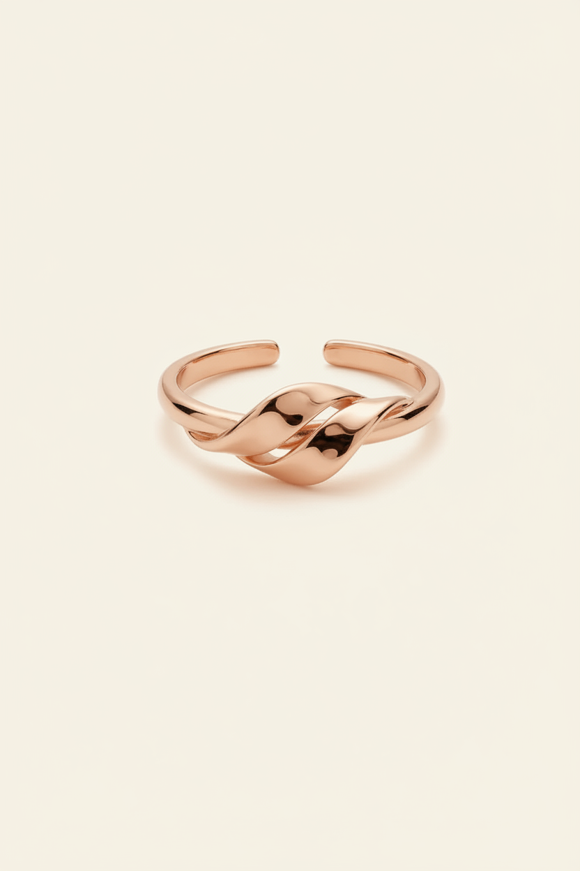 Ribbon Twist Open Band Ring in Rose Gold - Product Shot