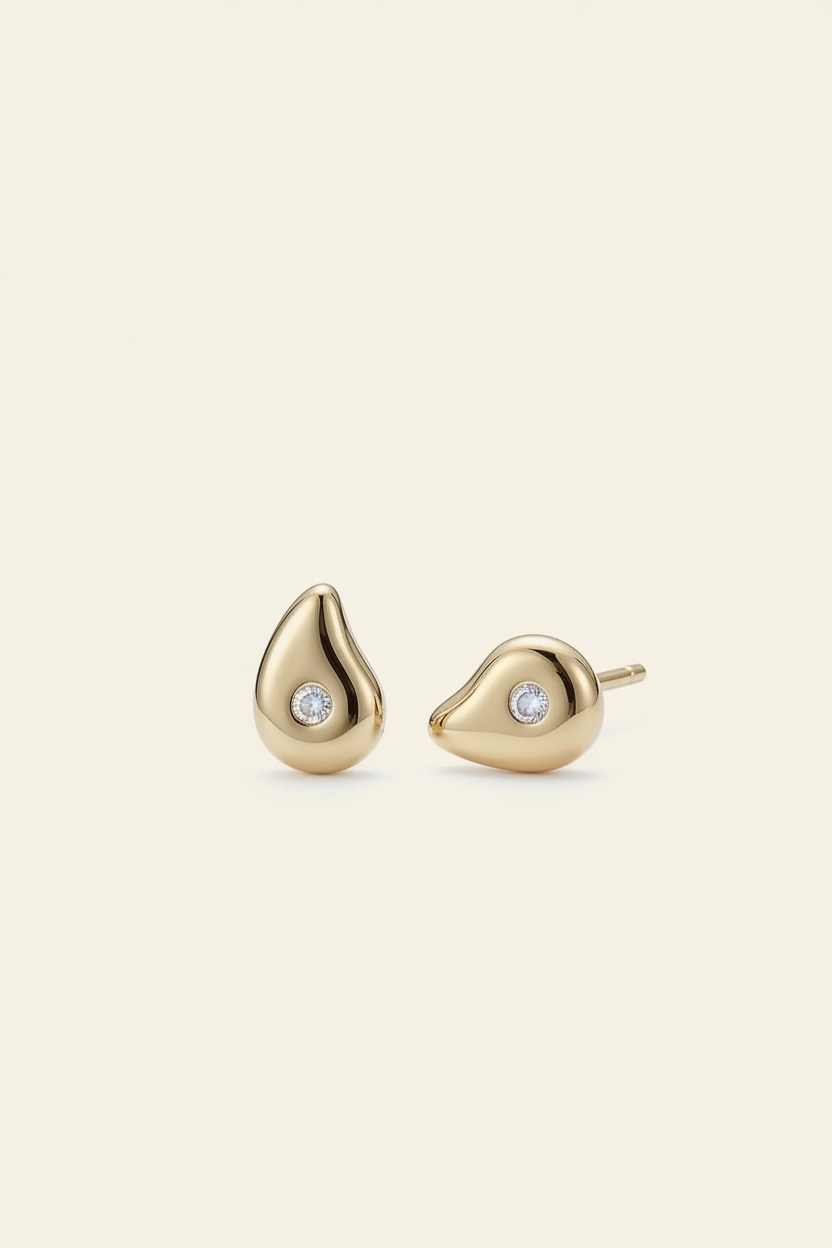 Solstice Pebble Earrings - Gold - Product Pair