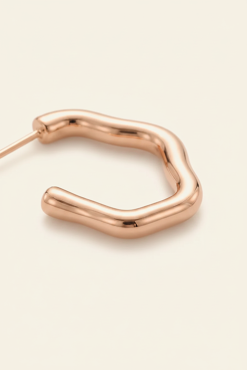 Current Flow Hoop Earrings in Rose Gold - Detail Close-up
