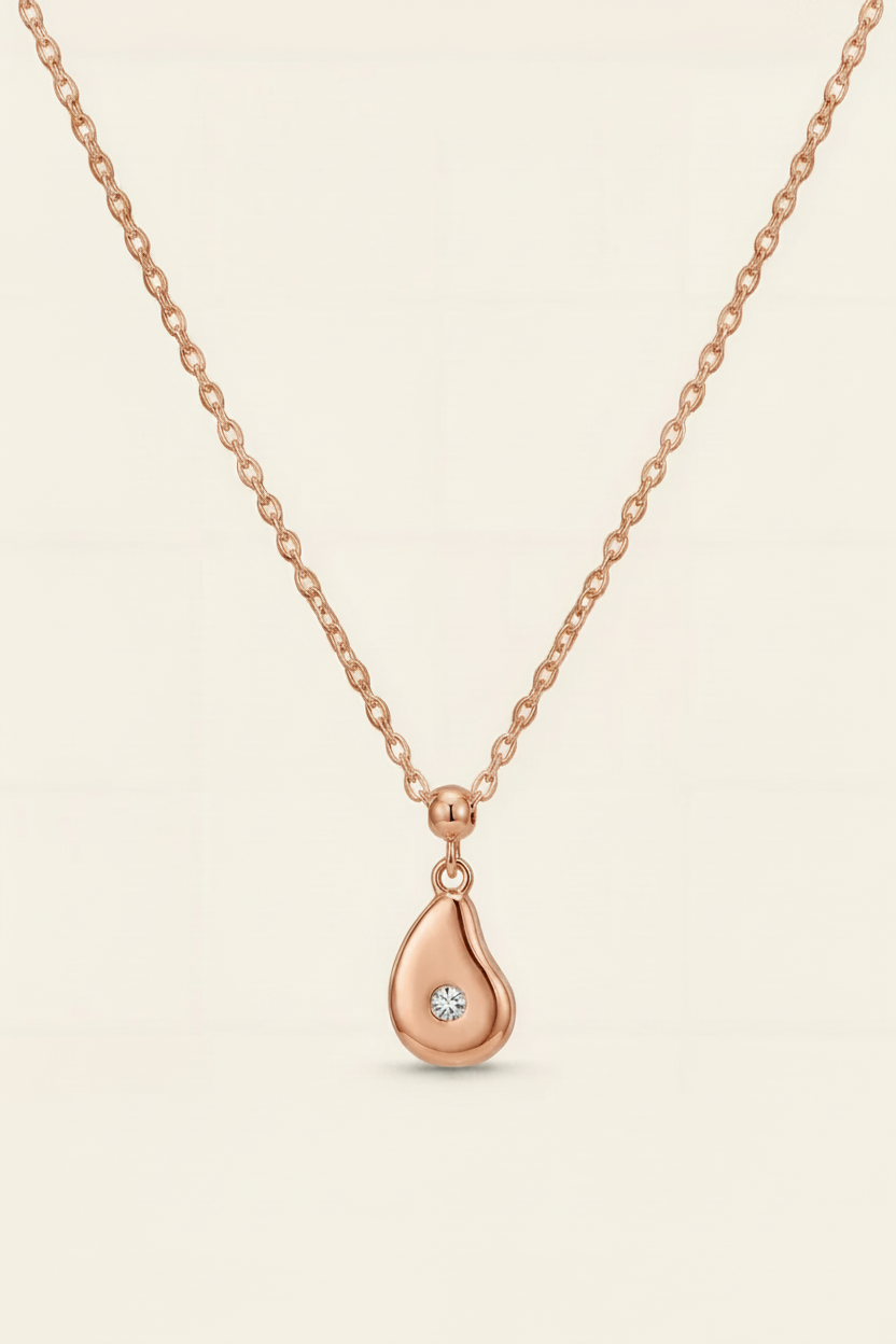 Lumière Drop Necklace Rose Gold - Full Necklace