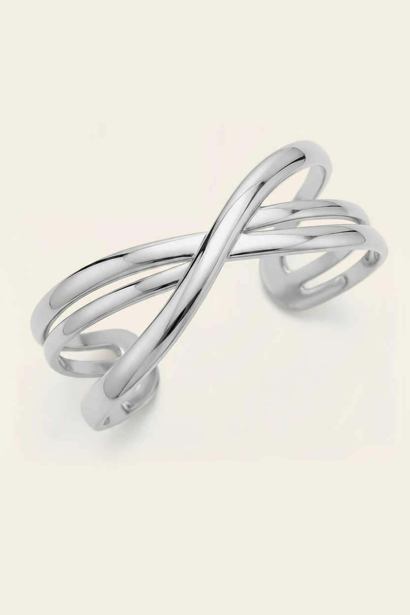 Lace Cuff Bracelet - Silver - Angled Product Shot