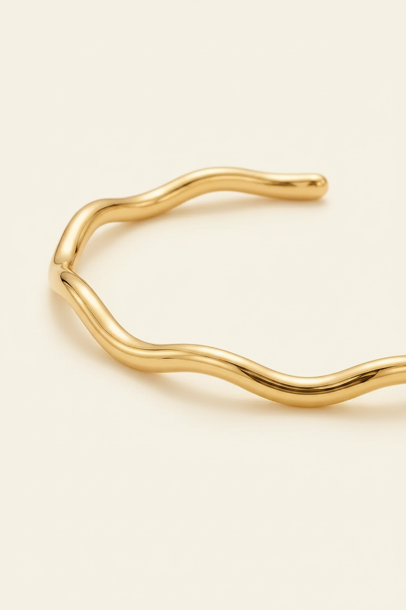 Dune Wave Cuff Bracelet in Gold - Detail View