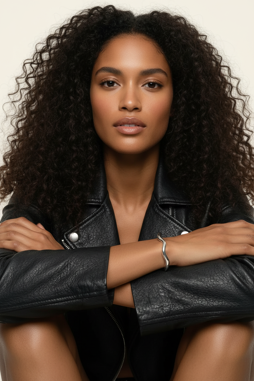 Dune Wave Cuff Bracelet in Silver - Lifestyle