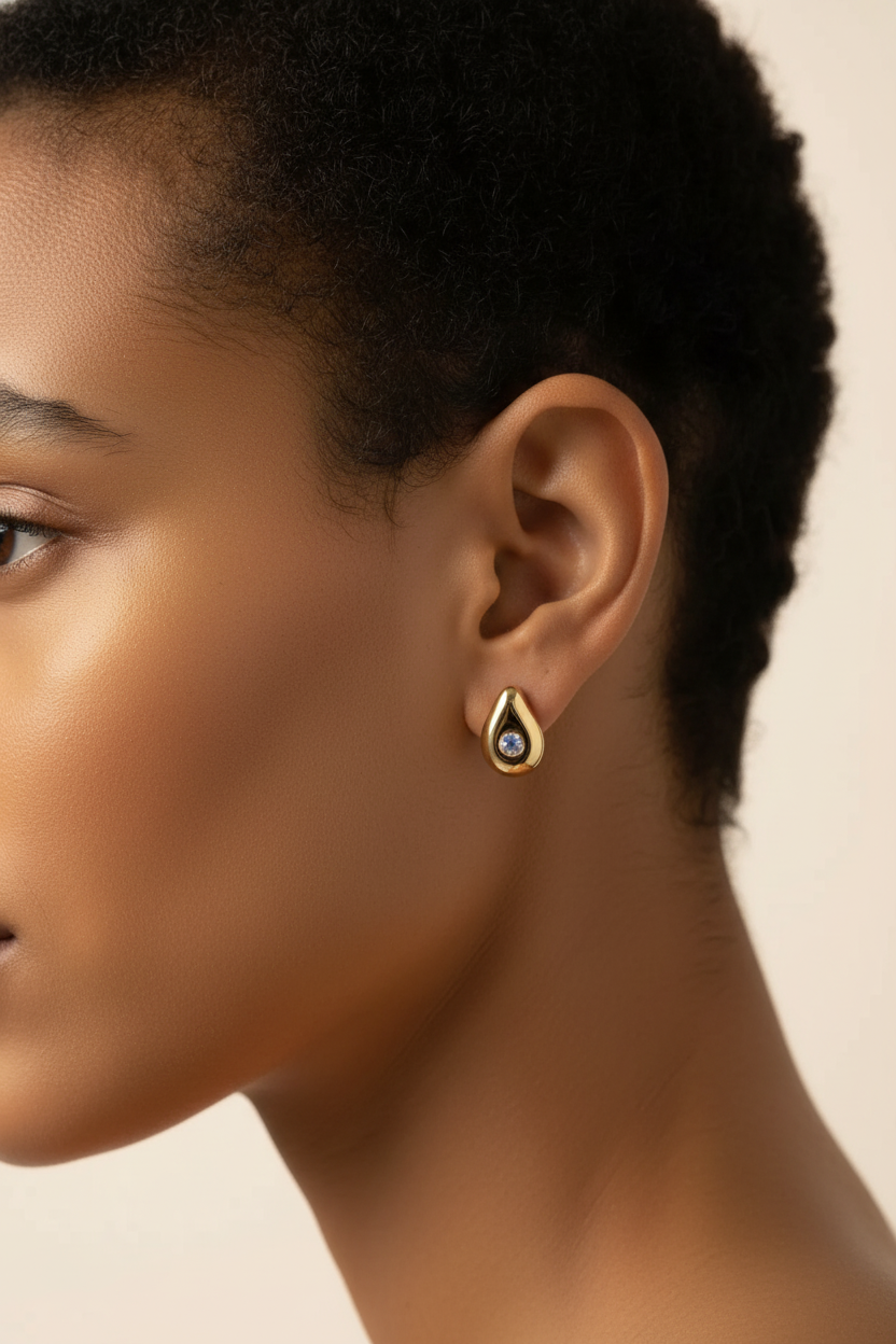 Solstice Pebble Earrings - Gold - Side Profile