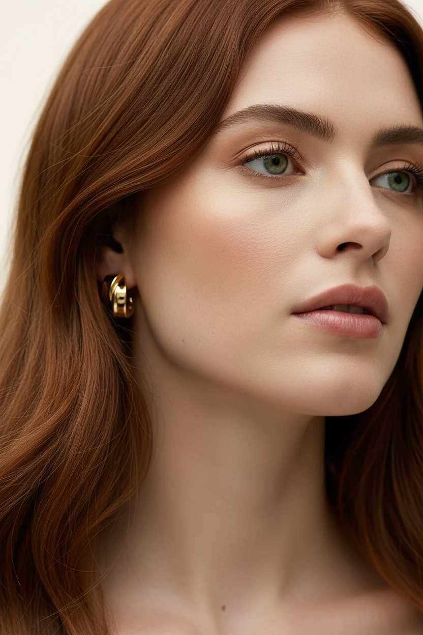 Sculptural Wave Hoop Earrings in Gold - Lifestyle