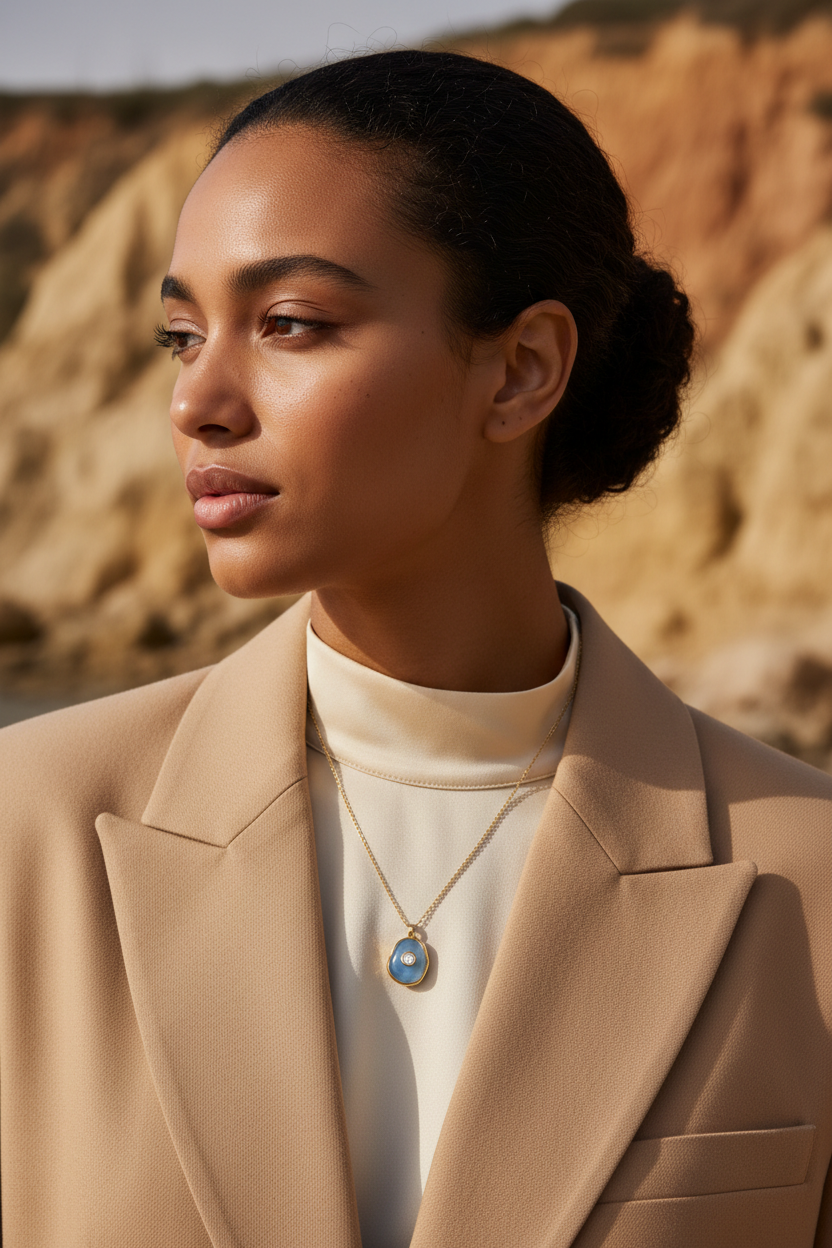 Luxury Necklace Editorial Blue Chalcedony