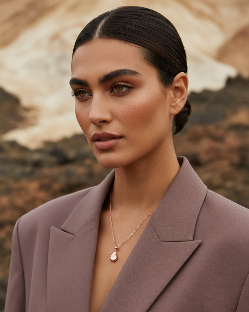 Luxury Necklace Editorial – Rose Gold Teardrop Diamond Pendant