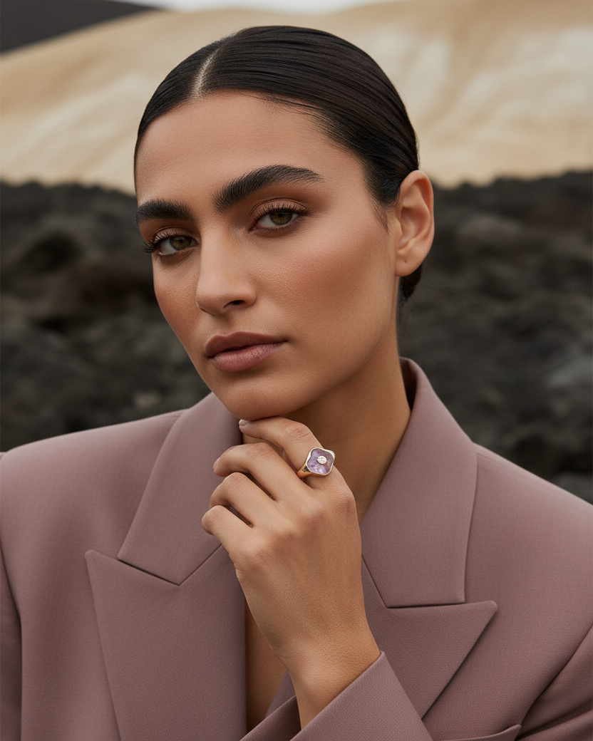 Luxury Ring Editorial – Model Wearing Product Ring