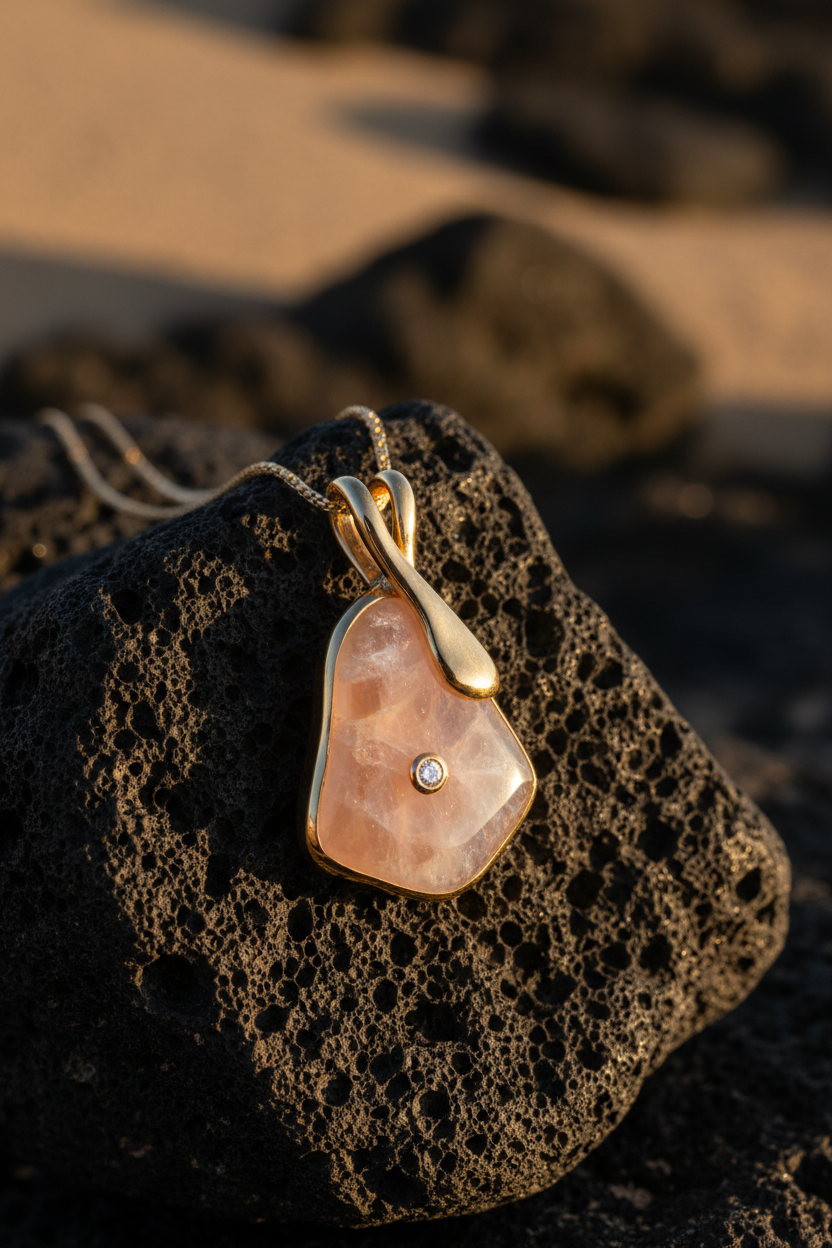 Necklace Product Photography Peach Moonstone