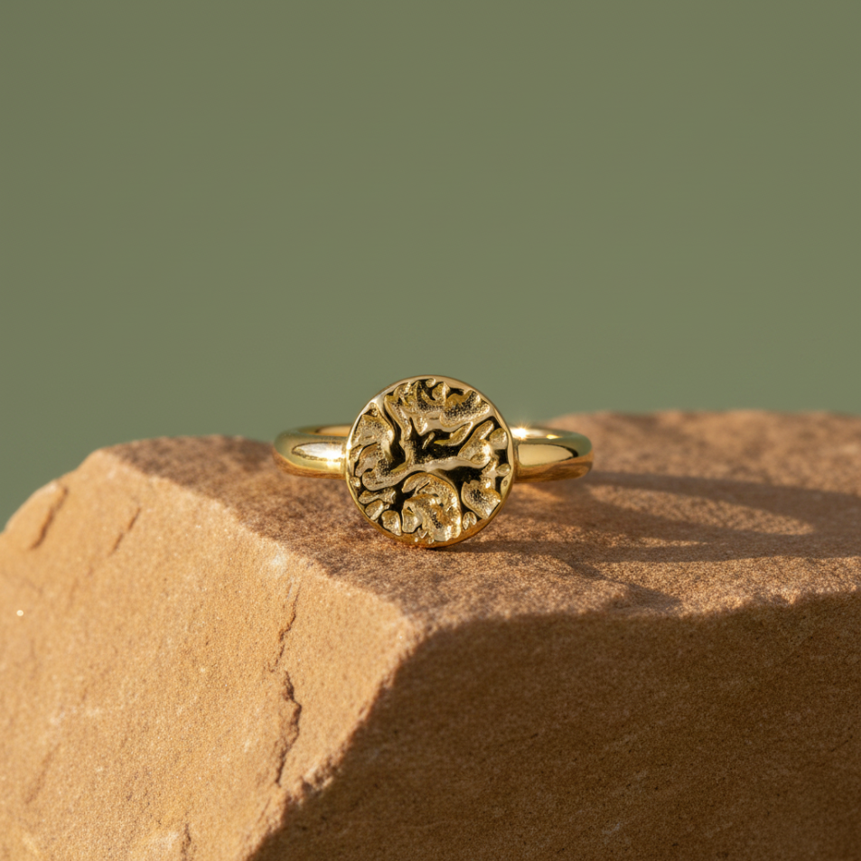 Celestial Orbit Ring Gold — Full Bleed Sage Green