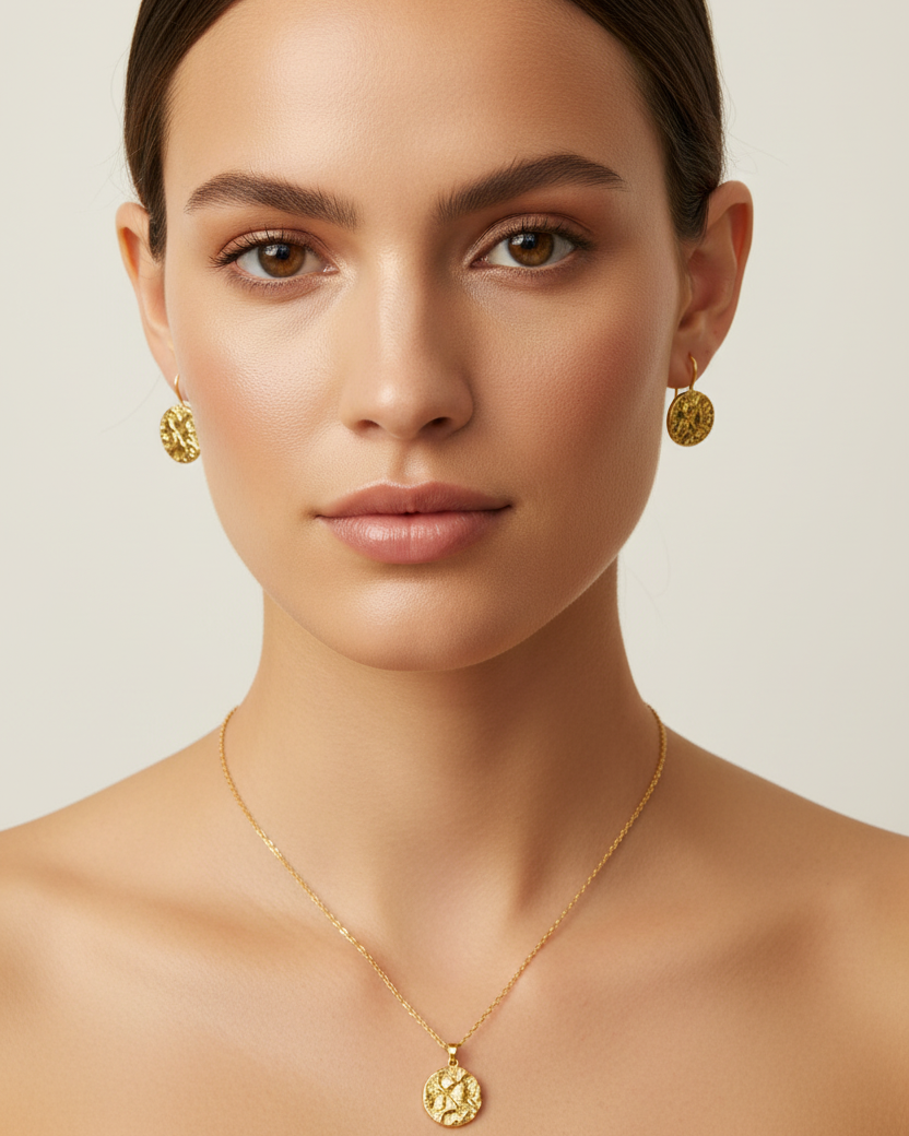 Gold Coin Jewelry Showcase with Model