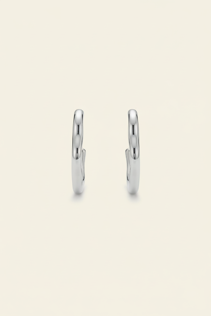 Ondine Sculptural Hoops - Silver - Front View