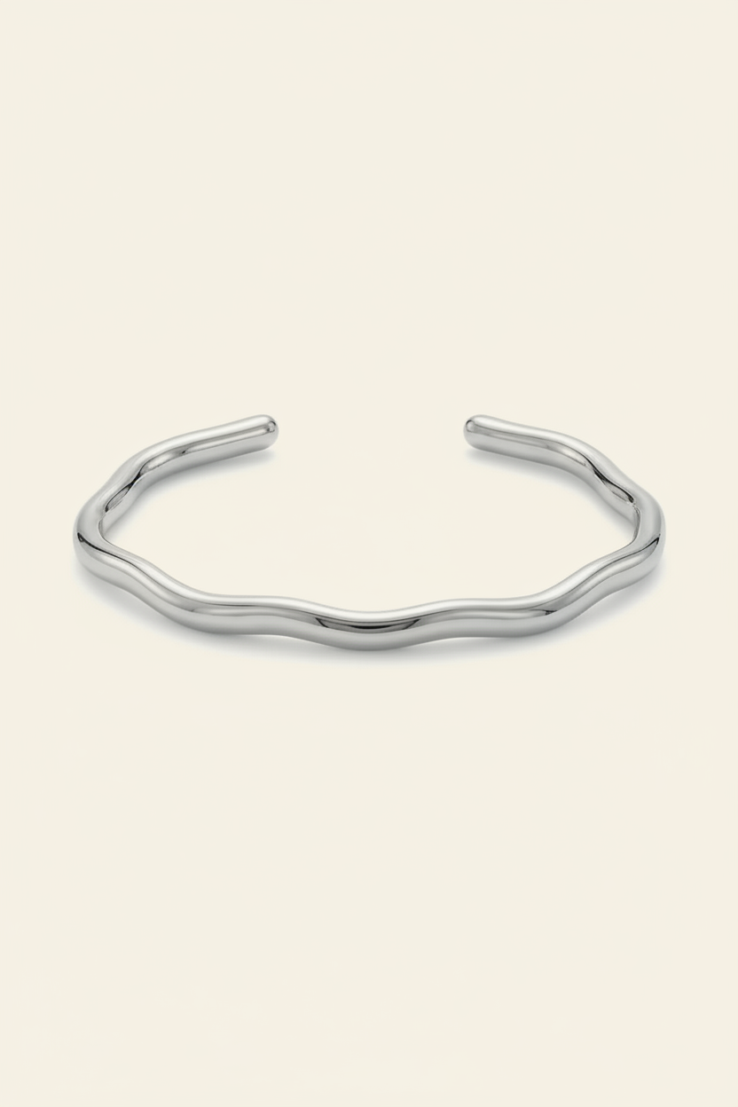 Tide Ripple Cuff Bracelet in Silver - Product Shot