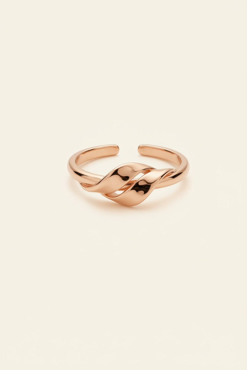 Ribbon Twist Open Band Ring in Gold - Product Shot