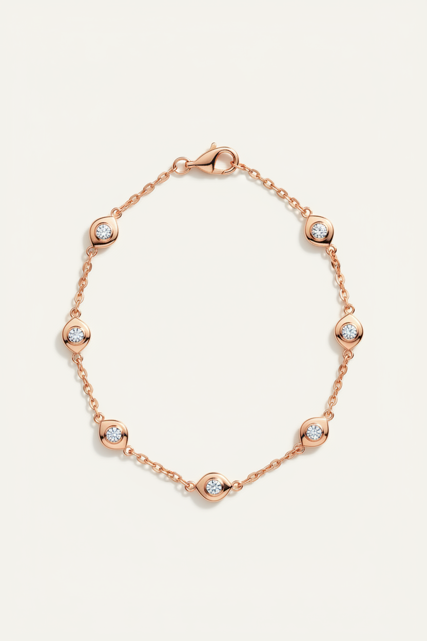 Aurora Dew Bracelet - Rose Gold - Flat Lay Oval
