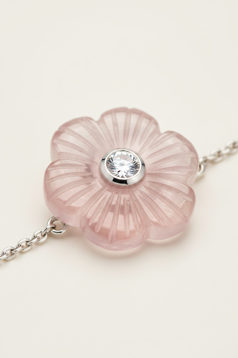 Petal Stone Bracelet Silver - Disc Macro