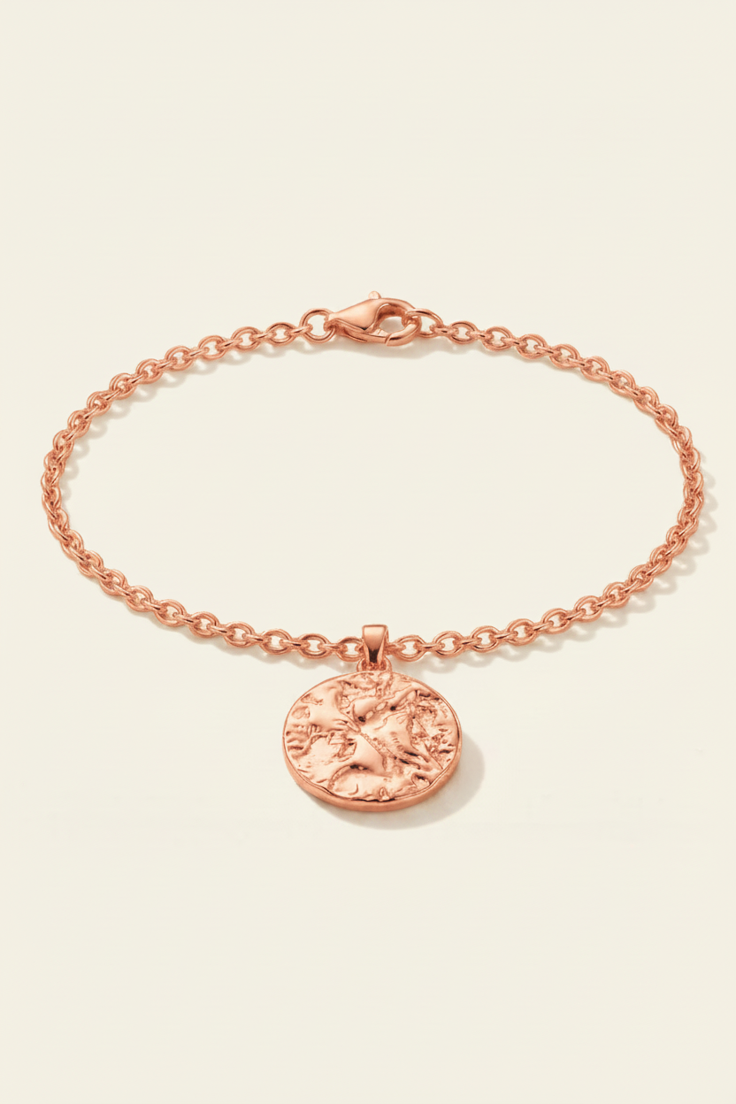 Lumière Medallion Charm Bracelet – Rose Gold, product flat lay